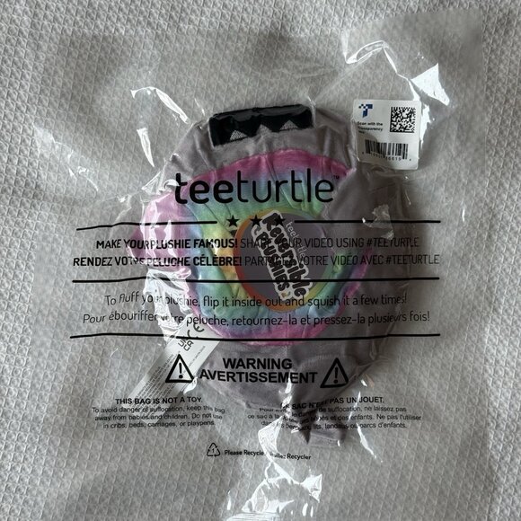 New TeeTurtle Reversible Happy Pink and Mad Gray Rainbow Soft Plush Toy - Picture 2 of 6